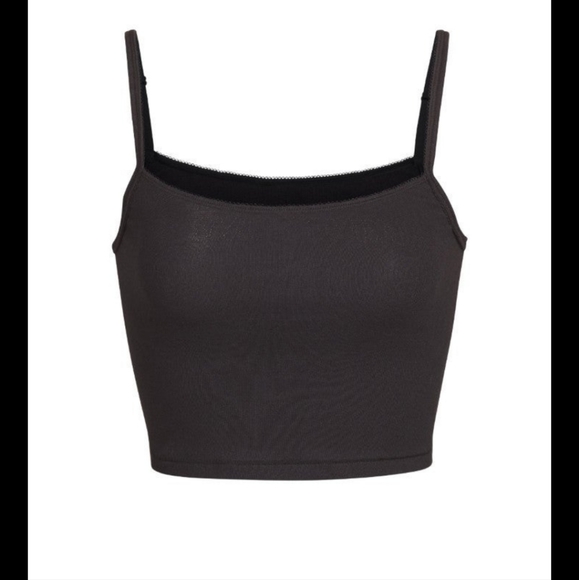 SKIMS Logo Pointelle Cami Tank sz 2XL SOOT *NWTS